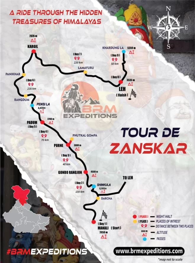 Brm Expedition's TOUR DE ZANSKAR MAP